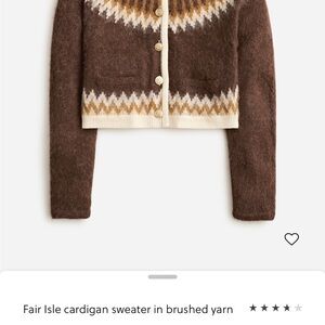 J. Crew Brown and Cream Fair Isle Cardigan